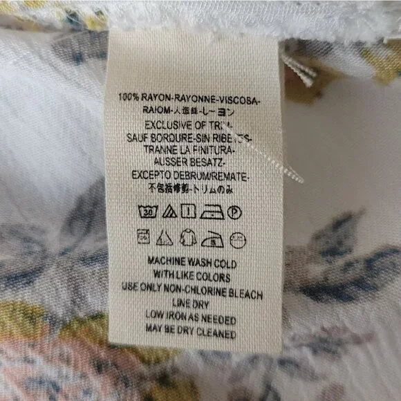 FREE People Tunic Mini Dress White Floral Long Sleeves Pockets Boho XS NWOT - Picture 10 of 15